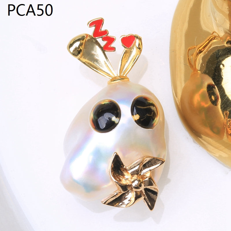 Collar con colgante de perlas barrocas grandes para niña estilo Halloween en oro de 14 k sobre plata de ley (16-18 mm)