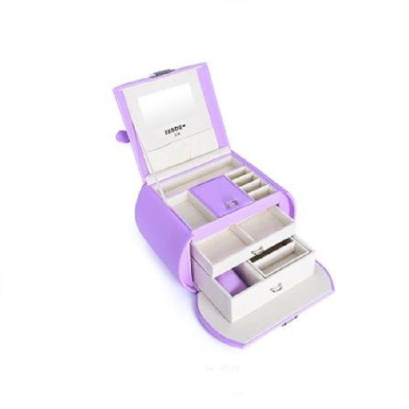 Double-layer Mini stud earrings rings Jewelry Box Useful Makeup Organizer Travel Portable Jewelry PU Box