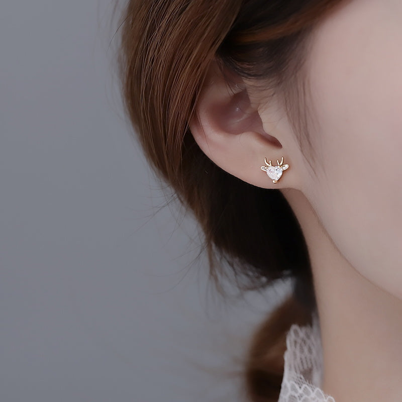 Pendientes de reno | Pendientes de cristal | Aretes de diamantes para mujer