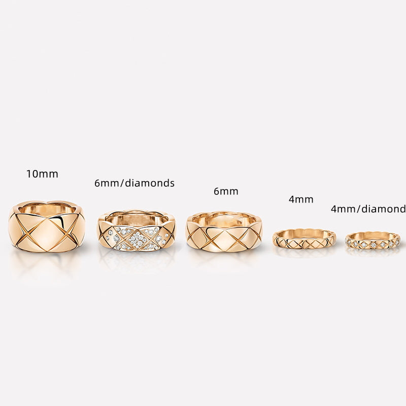 Wide Band Rings | Sterling Silver Ring with X Pattern | Wide Band Diamond Gold Ring for Women and Men