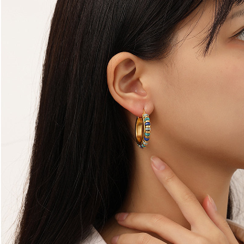 Bobo Hoop Earrings | Gold Hoop Earrings | Turquoise Hoop Earrings