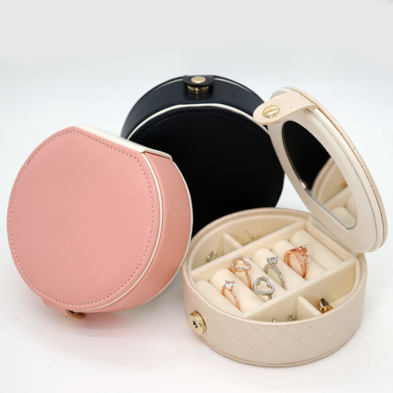 Women's Mini stud earrings rings Jewelry Box | Travel Portable Jewelry PU Box