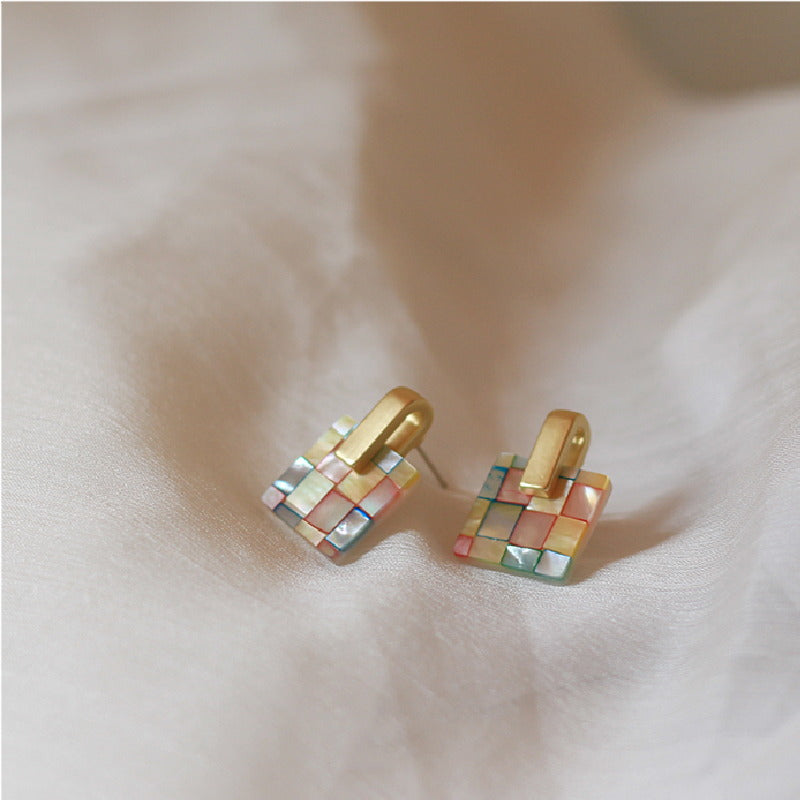 Boucles d'oreilles à tige en or Boucles d'oreilles en nacre en argent sterling