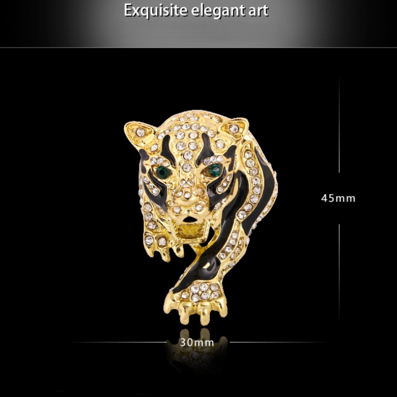 Gold and Silver Leopard Brooch for Men Diamond Cheetah Brooch Pin Jewelry Gift