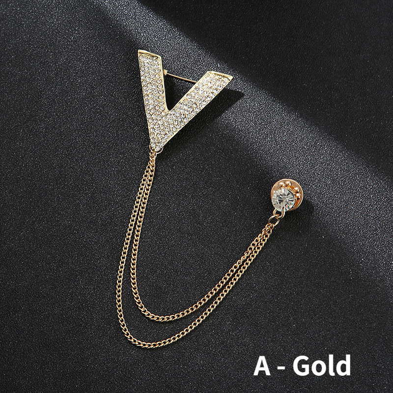 Chain Tassel Victory Brooch for Men Gold and Silver Designer Brooch Pin Collar Brooch for Men
