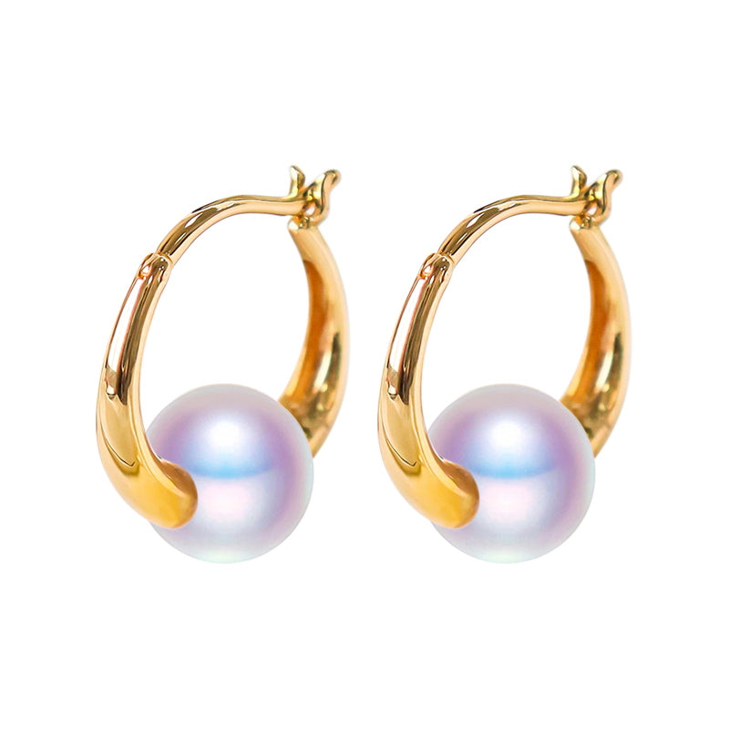 Pendientes de aro de oro grueso | Pendientes Huggie | Pendientes de aro gruesos con perlas