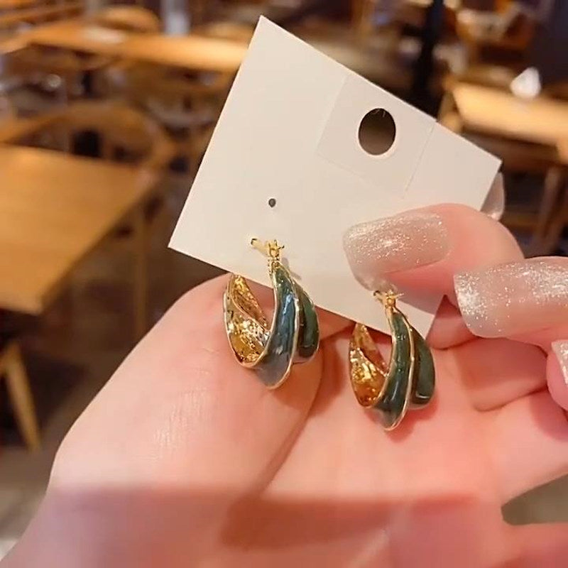 Irregular Gold Hoop Earrings | Glaze Gold Hoop Earrings in 14K Gold Plated