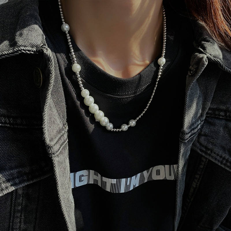 Men's Pearl Necklace | Freshwater Mens Pearl Necklace | Faux Pearl Necklace for Men