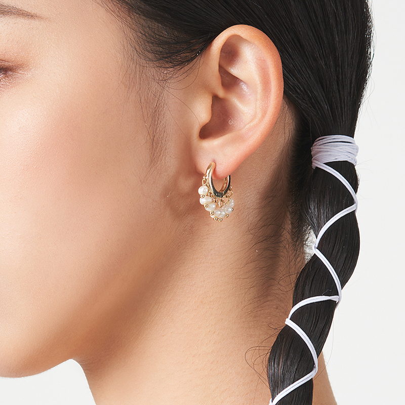 Ethnic Pearl Hoop Earrings | Real Pearl Drop Earrings | Small Pearl Tassel Earrings with Sterling Silver Pins