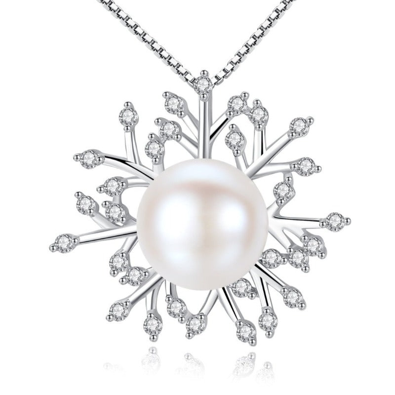 Pearl Pendant Necklace Silver | Dainty Freshwater Pearl Necklace Designs | White Gold Unique Pearl Diamond Necklace