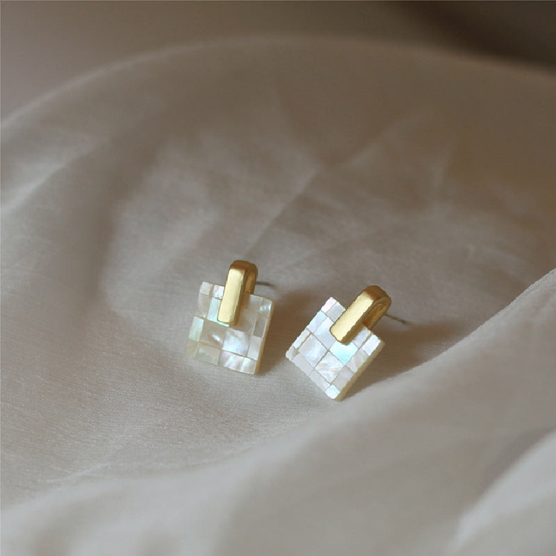 Boucles d'oreilles à tige en or Boucles d'oreilles en nacre en argent sterling