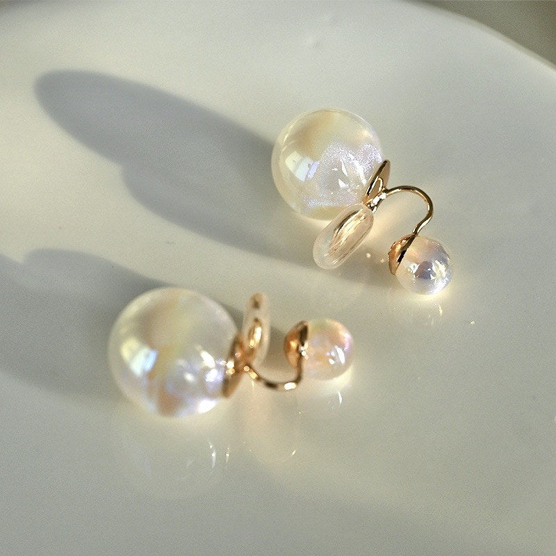 Moonstone Clip On Earrings | Non Pierced Earrings | Opal Clip On Earrings for Women