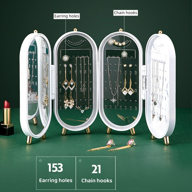 Foldable Jewely Box | Jewelry Box Organizer with Mirror | Earring Jewelry Box