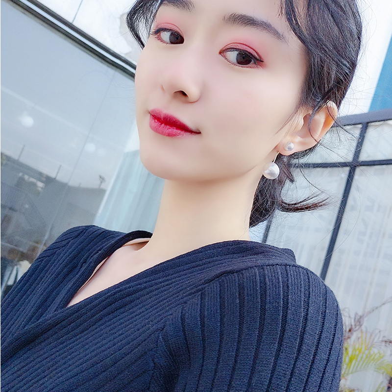 Double Pearl Dangle Earrings | Dangle Pearl Earring Jackets with Sterling Silver Pins