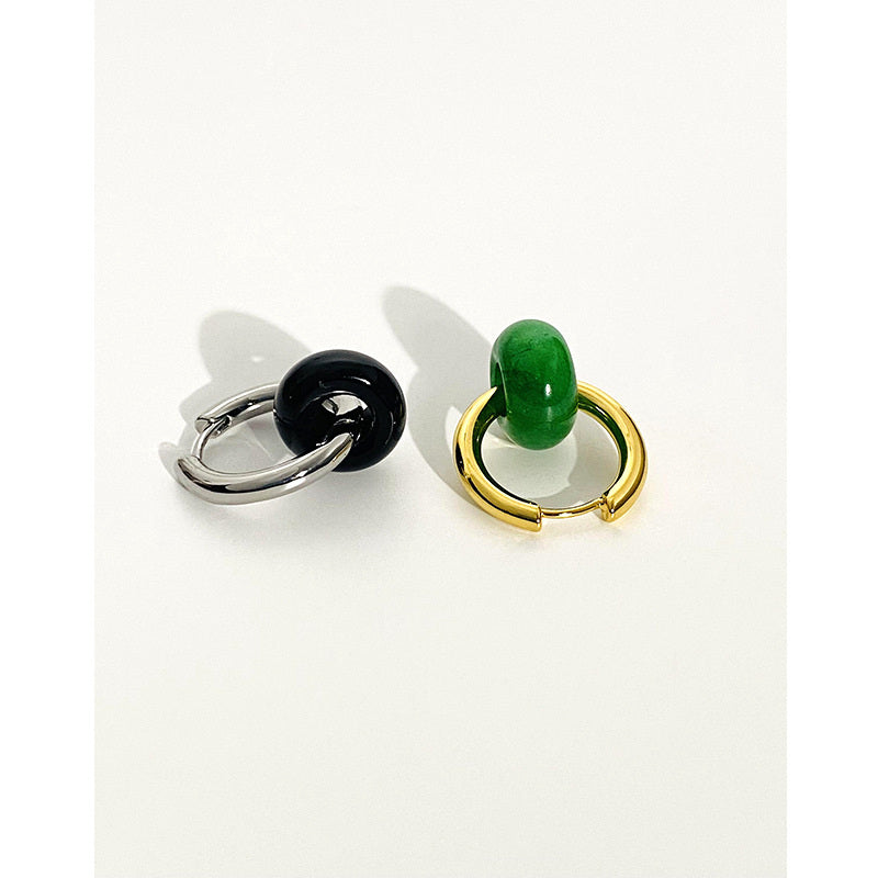 Pendientes de aro con forma de gota de jade de piedra natural | Pendientes Curt De Aros De Donut | 5 colores disponibles