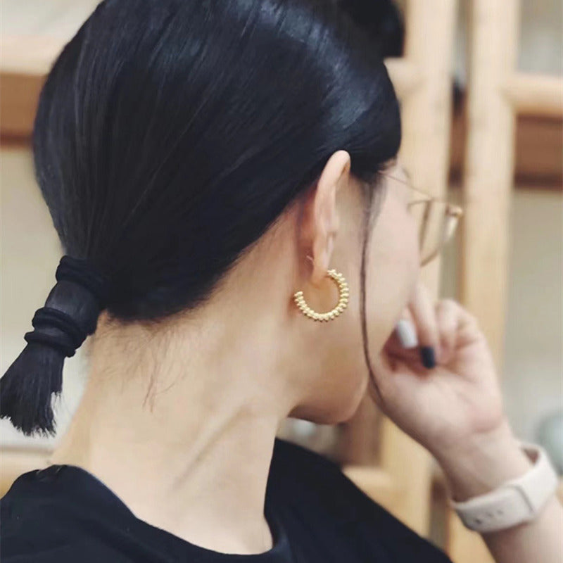 Pendientes de aro abiertos | Pendientes de aro C | Pendientes de aro gruesos con alfileres de plata de ley