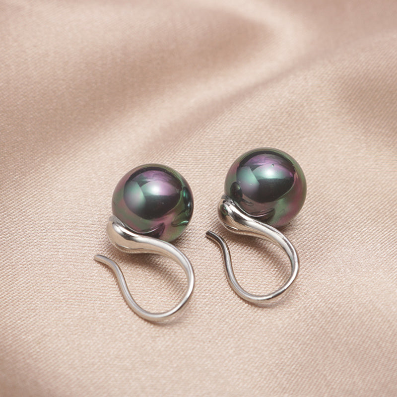 Aretes colgantes con perlas negras y tacones altos para mujer en oro de 14 quilates sobre plata de ley (9 mm)