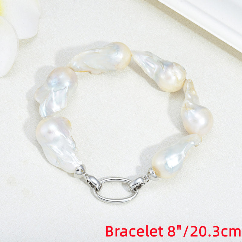 16mm Big Real Pearl Necklace AAAA Baroque Pearl Necklace | White Freshwater Irregular shaped Pearl Necklace