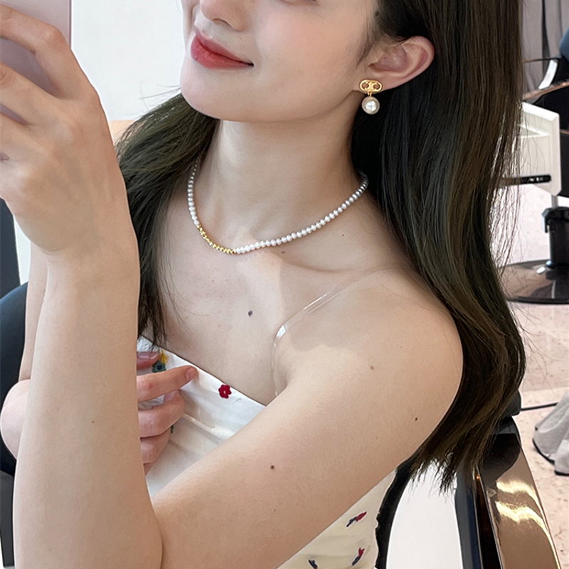 Collier de petites perles baroques | Collier de perles véritables | Collier en or et perles pour femme (4-5 mm)