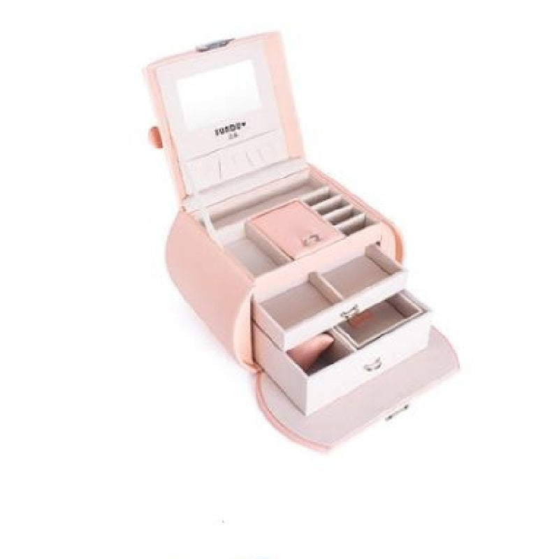 Double-layer Mini stud earrings rings Jewelry Box Useful Makeup Organizer Travel Portable Jewelry PU Box