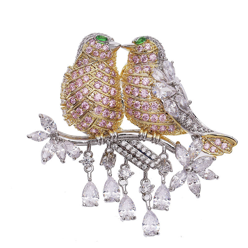 Love Bird Zirconia  Colors Brooch