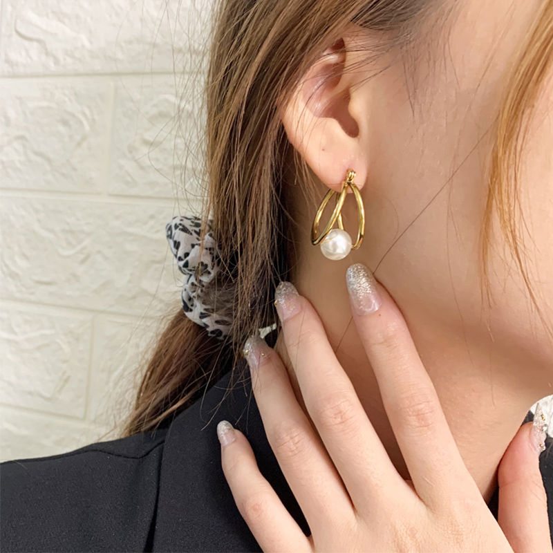 Double Hoop Earrings | Gold Hoop Earrings | Hoop Earrings with Pearls