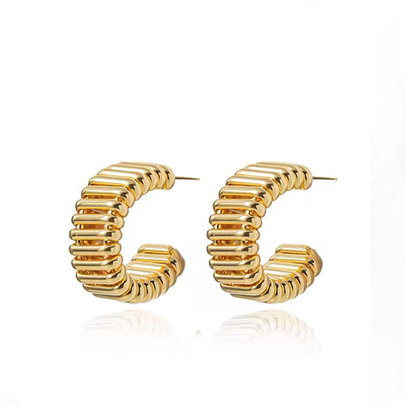 Pendientes de aro abiertos | Pendientes de aro C | Pendientes de aro gruesos con alfileres de plata de ley