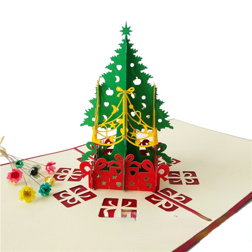 Christmas tree 3D Christmas Cards Pop Up Greeting Cards, Funny Unique 3D Holiday Postcards - Gifts for Xmas, Thank You Cards