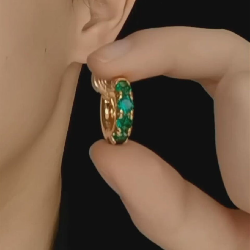 Crystal Clip on Hoop Earrings | Non Pierced Earrings | Clip on Earrings for Women in 18K Gold Plated