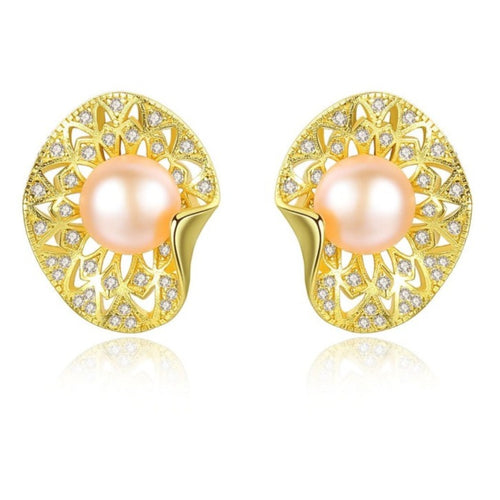 18K Gold Baroque Freshwater Pearl Earrings Handmade Jewelry