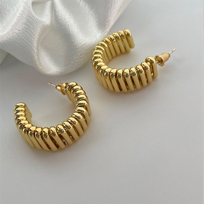 Pendientes de aro abiertos | Pendientes de aro C | Pendientes de aro gruesos con alfileres de plata de ley