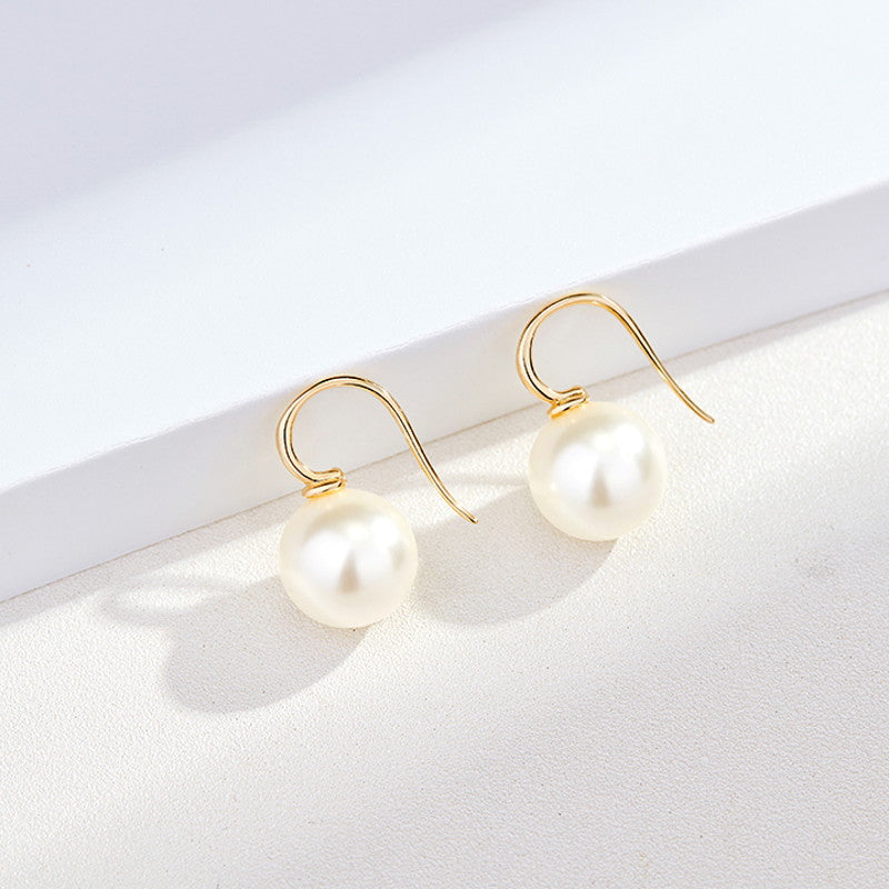 Pendientes de perlas grandes de 12 mm | Pendientes colgantes clásicos de perlas blancas para mujer