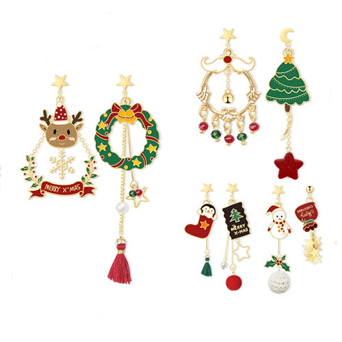 Christmas Earrings | Christmas Dangle Earrings | 4 Types Womens Christmas Earrings for Piercing and Non-piercing