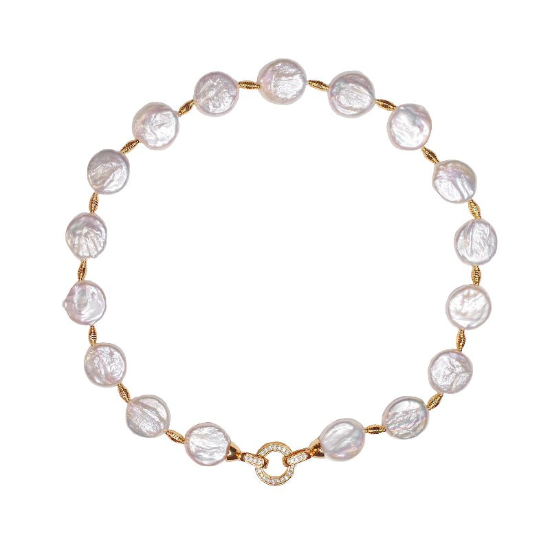 Real Baroque Pearl Bracelet And Necklace | 14K Gold AAA Pearl Dainty Bracelet Wedding Jewelry