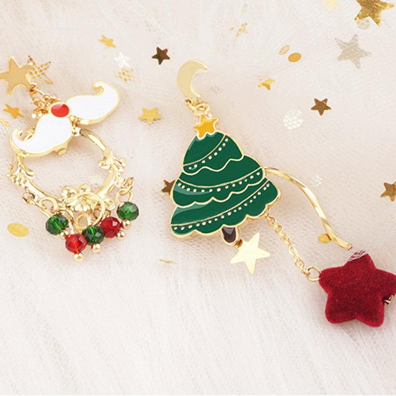 Pendientes de Navidad | Pendientes colgantes de Navidad | 4 tipos de aretes navideños para mujer para piercing y no piercing