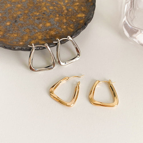 Twisted Square Hoop Earrings | Hoop Earrings in Gold and Silver