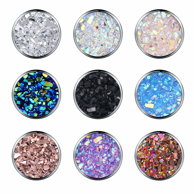 10mm Glitter Crystal Stud Earrings | Drusy Stud Earrings | Sterling Silver Stud Earrings for Men and Women (8mm)