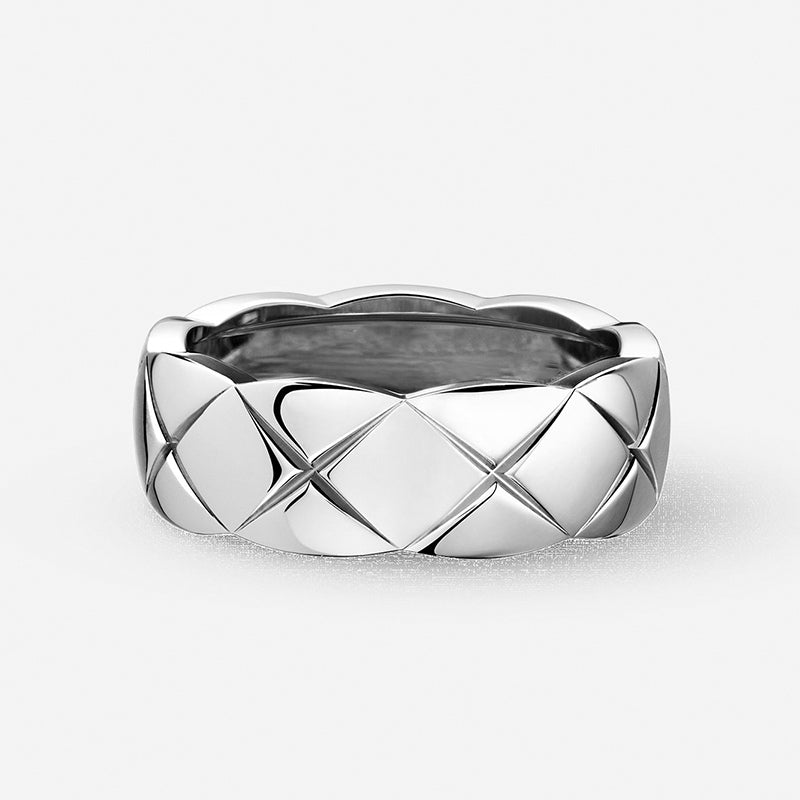 Wide Band Rings | Sterling Silver Ring with X Pattern | Wide Band Diamond Gold Ring for Women and Men