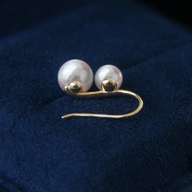 Pendientes de doble perla | Pendientes chapados en oro de 18 quilates | Pendientes de Perlas con Gancho de Plata S925