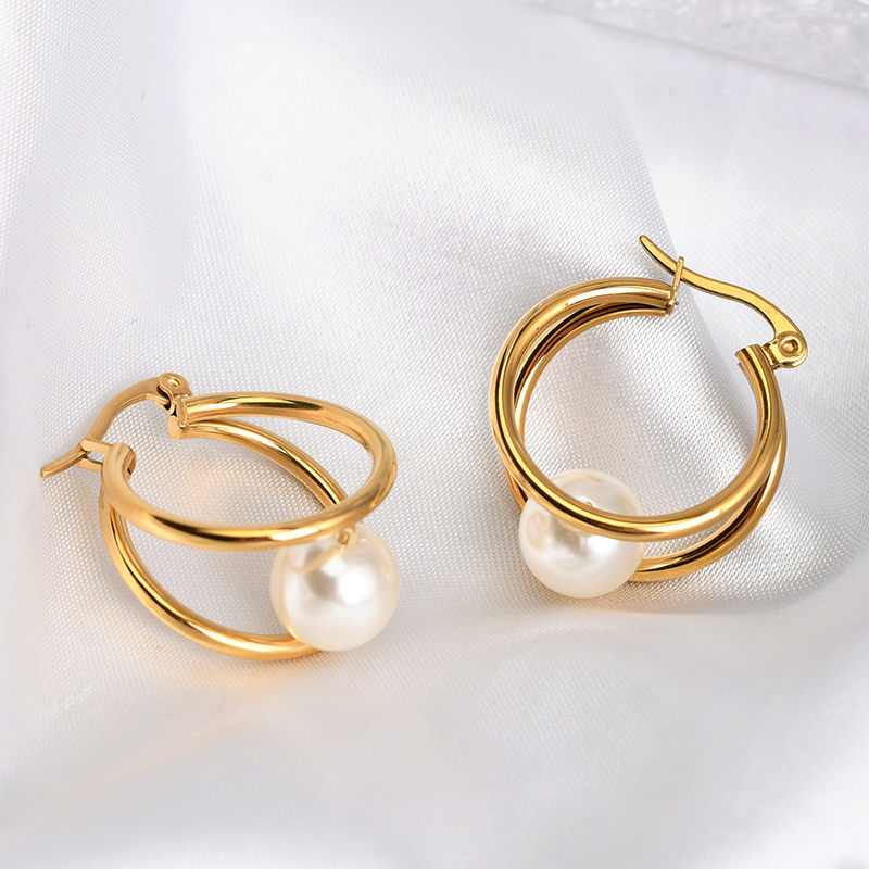 Double Hoop Earrings | Gold Hoop Earrings | Hoop Earrings with Pearls