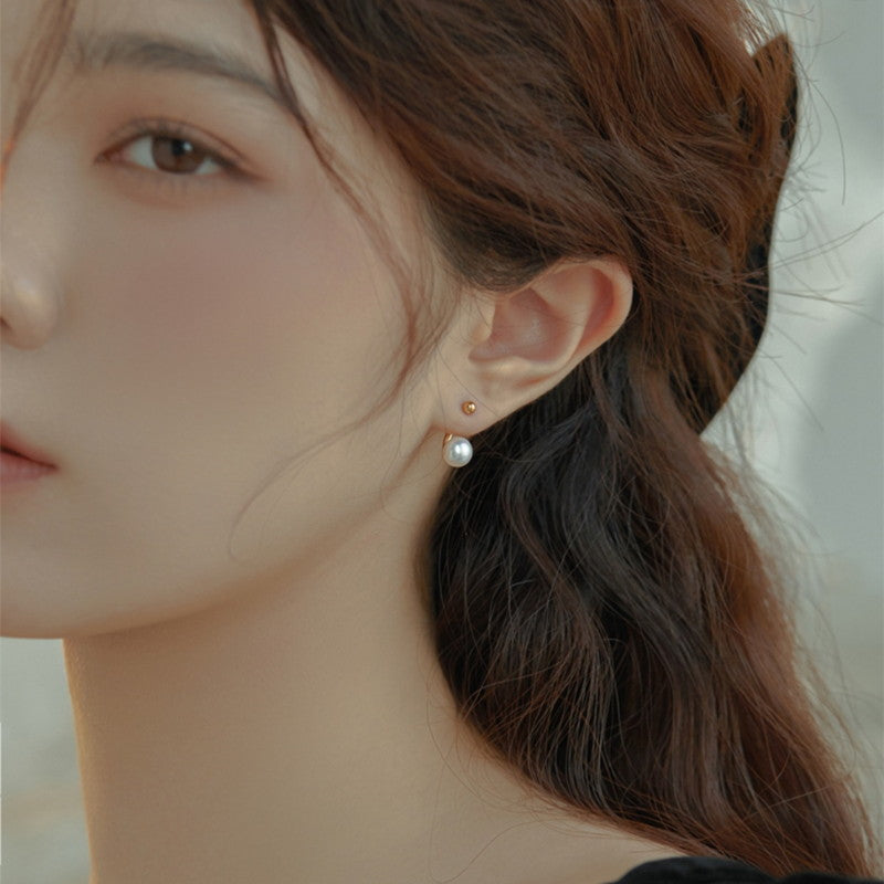 AAA Freshwater Pearl Earring Jackets | Adjustable Real Pearl Earrings | Gold Stud Pearl Earrings with Silver Pin