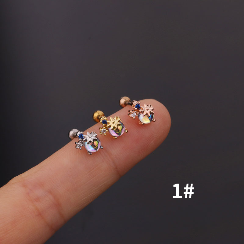 20G Crystal Ear Studs Titanium Cartilage Earring with Silver Pin Crystal Ear Stud Body Jewelry