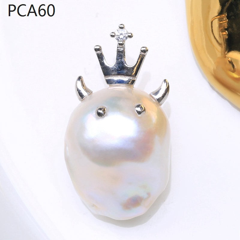 Lindo collar con colgante de perlas barrocas grandes para niños en oro de 14 k sobre plata de ley (16-18 mm)