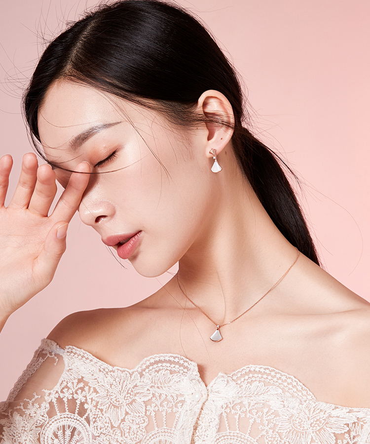 Pendientes de Nácar en forma de abanico | Pendientes colgantes de oro rosa con pasador plateado para mujer