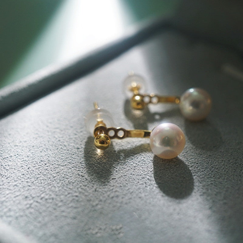 AAA Freshwater Pearl Earring Jackets | Adjustable Real Pearl Earrings | Gold Stud Pearl Earrings with Silver Pin