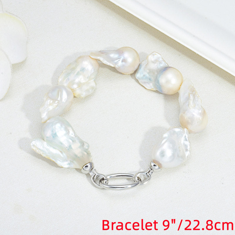 16mm Big Real Pearl Necklace AAAA Baroque Pearl Necklace | White Freshwater Irregular shaped Pearl Necklace