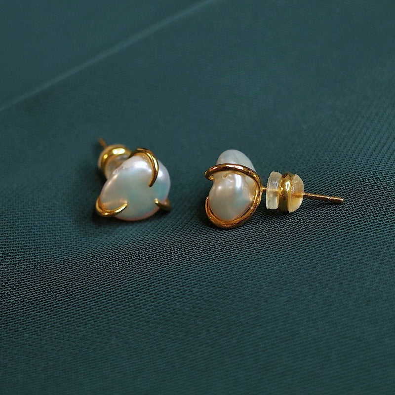 Baroque Pearl Stud Earrings | Baroque Pearl Earrings with Allergy-free Pins (10-11mm)