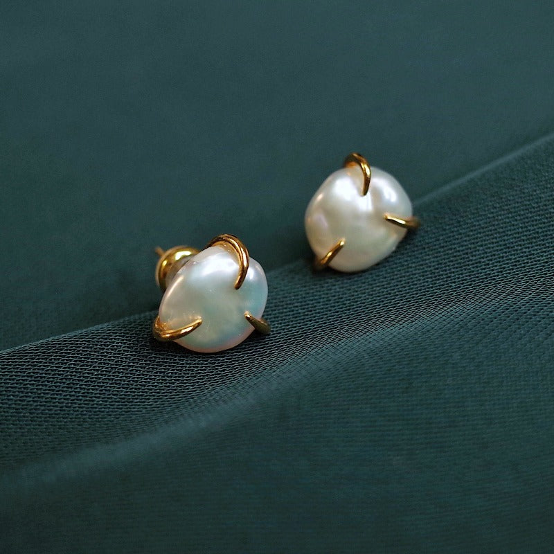 Baroque Pearl Stud Earrings | Baroque Pearl Earrings with Allergy-free Pins (10-11mm)