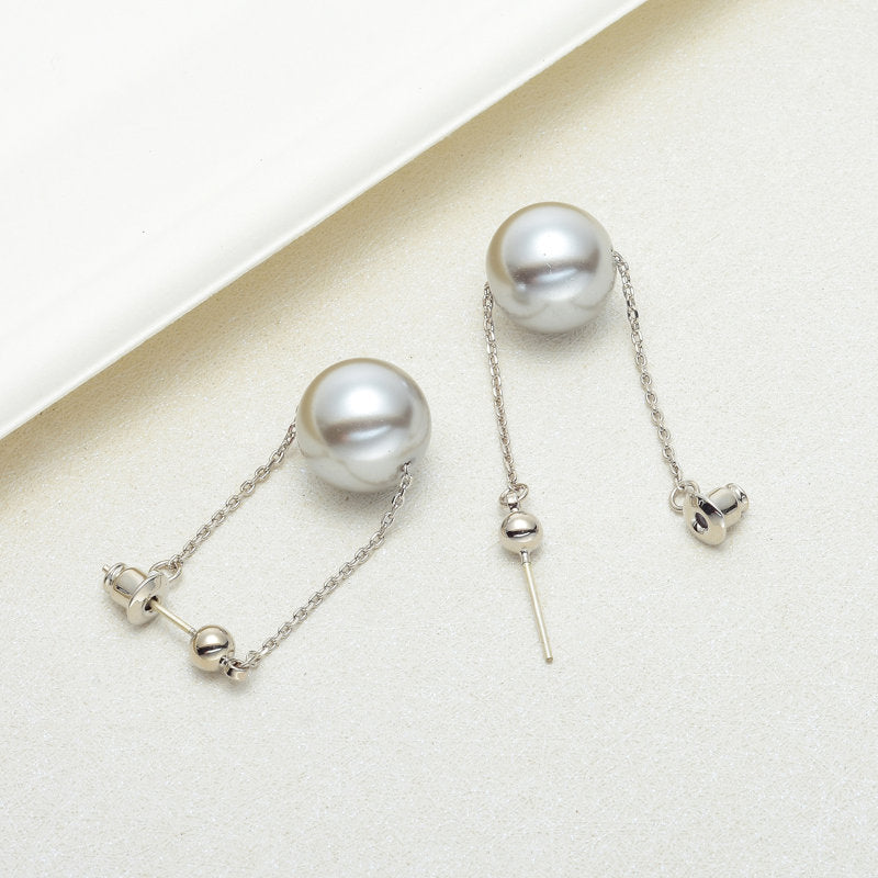 Pearl Dangle Earrings | Faux Pearl Earrings | Dangle Pearl Earrings with Silver Pins (10mm)