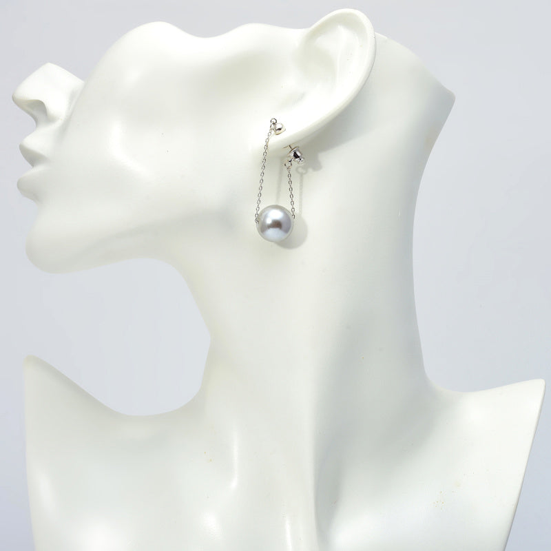 Pearl Dangle Earrings | Faux Pearl Earrings | Dangle Pearl Earrings with Silver Pins (10mm)